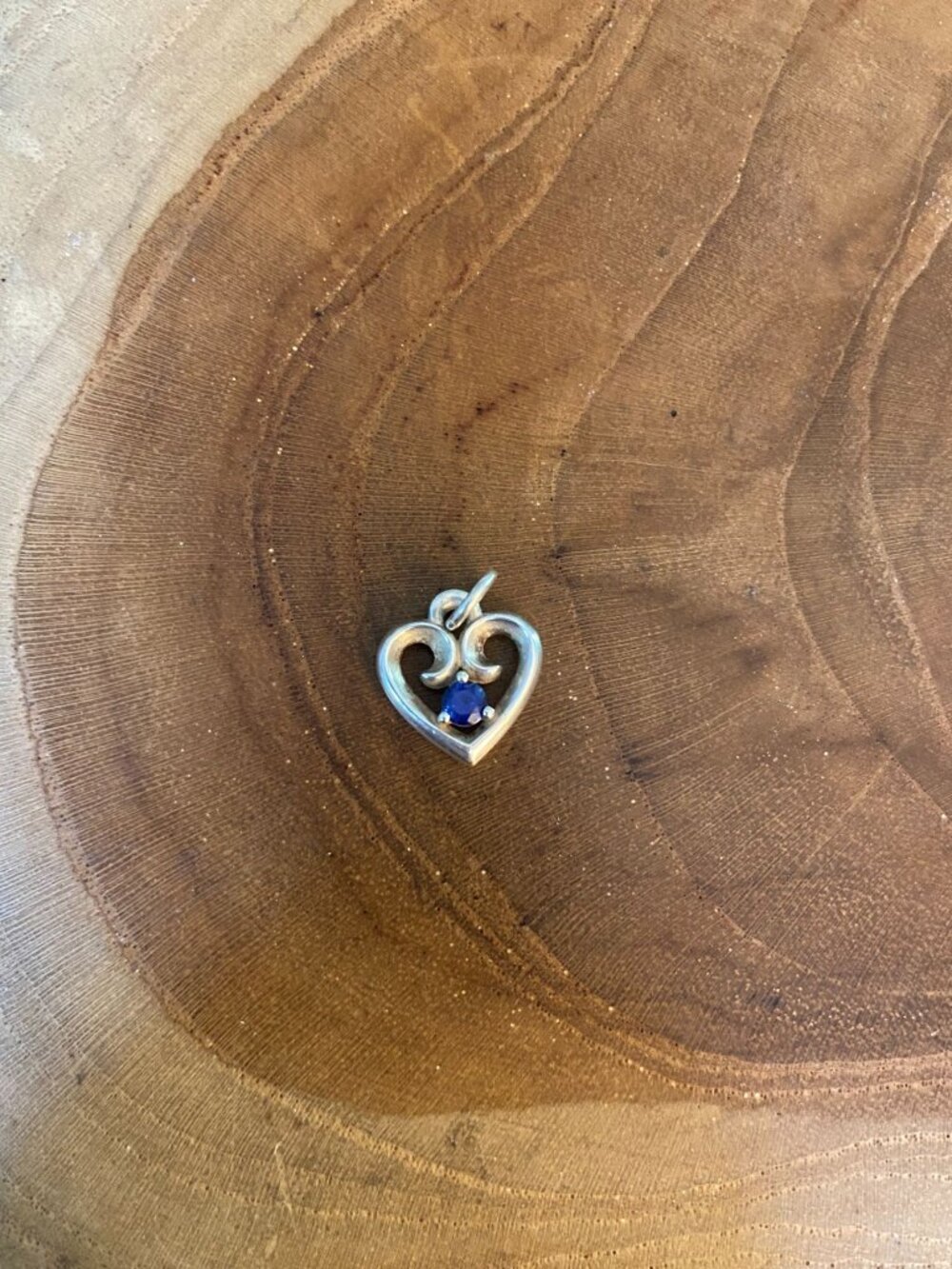 James Avery Blue Sapphire Remembrance Heart Birthstone Charm, Sterling Silver